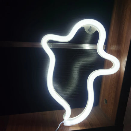 Halloween Bat Spirit LED Neon Wall Decor for Party Gift - Terrifying Atmosphere - USB or Battery Powered Ghost White 0-5W