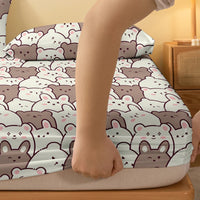 Lusy Store 1 Piece of M-bear Pattern Frosted Bedsheet, Bedroom Printed Bedspread, Bedding (Excluding Pillowcases) 