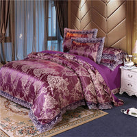 Nordic Satin Jacquard Duvet Cover Set Luxury Flower Bedding Set Adlut Quilt Cover Pillowcases Sheet Twin Queen King Home Texiles Lusy Store