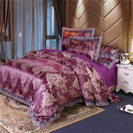Nordic Satin Jacquard Duvet Cover Set Luxury Flower Bedding Set Adlut Quilt Cover Pillowcases Sheet Twin Queen King Home Texiles Lusy Store