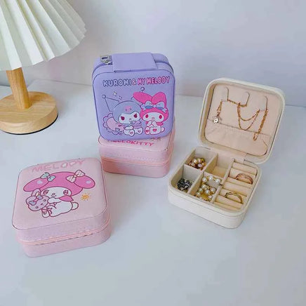 Kuromi Cinnamoroll Cartoon Jewelry Storage Box - Travel PU Organizer