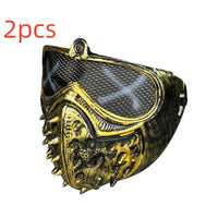 Punk Mask Halloween Dress Up Demonmask Rivetgrim Reapermask Cool Mask wrench Cosplay Halloween Costumes Gold 2PCS One Size