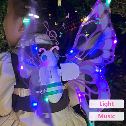 Lusy Store LLC Electric Butterfly Wings Moving Elf Wing with Light Fairy Wings for Kids Birthday Christmas Cosplay Action Figure