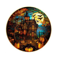 2025 Halloween PVC Glass Window Static Sticker Horror Castle Cat Decorative Sticker Halloween Glass Decals Home Party Decoration Style1-06