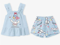 Sanrio Cinnamoroll Camisole Pajama Set Cute Homewear Girls Vest Sling Shorts Pajamas Suit Summer Comfortable Loungewear 2pcs/set Brown