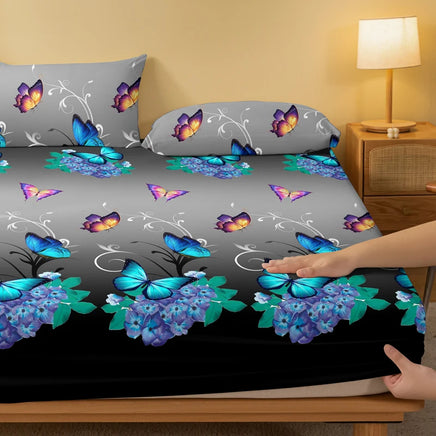 Lusy Store 1 Piece of Flower Flying Butterfly Dance Pattern Frosted Bedsheet, Bedroom Printed Bedspread, Bedding (Excluding Pillowcases) 