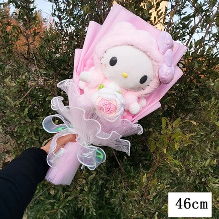 Kuromi My Melody Hello Kitty Cinnamoroll Plush Bouquet Valentine's Day Christmas Graduation Holiday Gift Hello Kitty-11