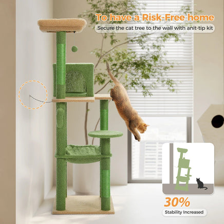 Large Cactus Cat Tree with Hammock & Condo