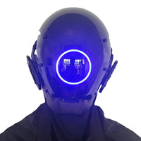 JAUPTO Punk Mask Cosplay for Men, LED Round Light Mask for Women Cosplay Halloween Fit Party Music Festival Accessories Blue