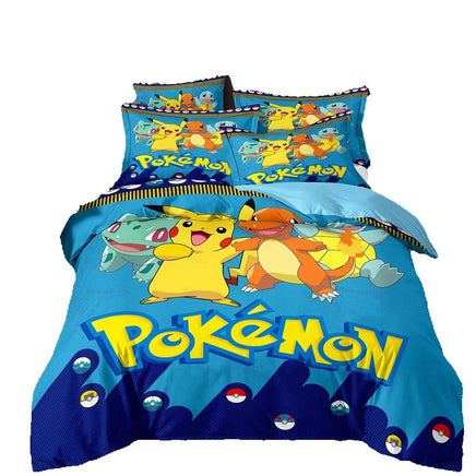 3D Printed Pikachu Bedding Set,Pokemon Duvet Cover,Anime Quilt Duvet Pillowcase for Children Girls Boys Teenagers Adults Lusy Store