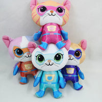 Lusy Store LLC 4pcs/Set Super kitties Plush Kitty Team Crystal Soft Stuffed Animals For Children Girls Gift Plush