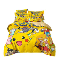 3D Printed Pikachu Bedding Set,Pokemon Duvet Cover,Anime Quilt Duvet Pillowcase for Children Girls Boys Teenagers Adults Lusy Store