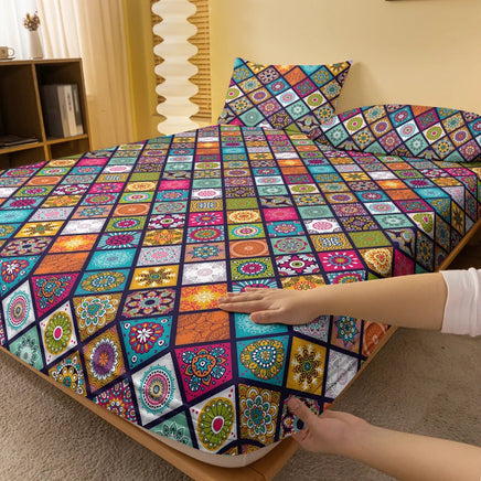 1 Bohemian patterned frosted bedsheet, bedroom printed bedspread, bedding (excluding pillowcases) Lusy Store