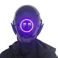 JAUPTO Punk Mask Cosplay for Men, LED Round Light Mask for Women Cosplay Halloween Fit Party Music Festival Accessories Pink