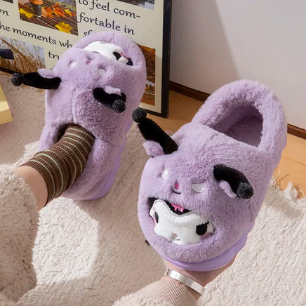 Hello Kitty Cinnamoroll Kuromi Plush Slippers - Winter Kawaii Home Shoes C