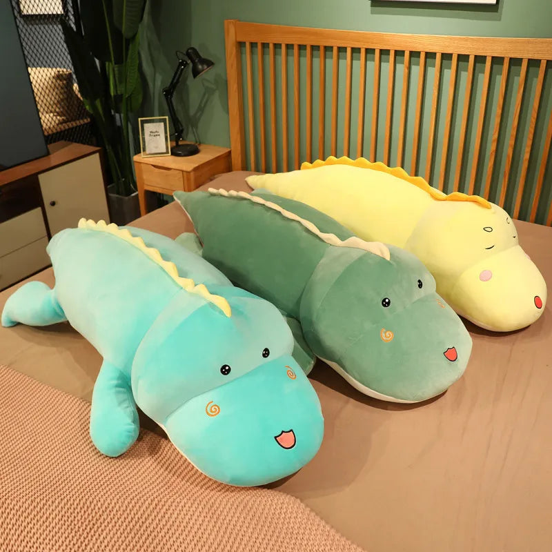 Lusy Store LLC Big Long Cute Dinosaur Plush Toy Soft Cartoon Animal Crocodile Plush Doll Boyfriend Pillow Gift Plush