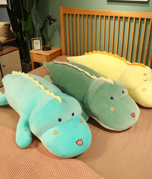 Lusy Store LLC Big Long Cute Dinosaur Plush Toy Soft Cartoon Animal Crocodile Plush Doll Boyfriend Pillow Gift Plush