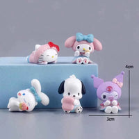 5pcs Cinnamoroll Anime Action Figures (4cm) - Kawaii Tabletop Model Gifts A