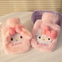 Lusy Store 500ml Sanrio Plush Hot Water Bag Kawaii Hello Kitty Kuromi Cinnamoroll Melody Reusable Heating Hot Water Bottle Christmas Gift 