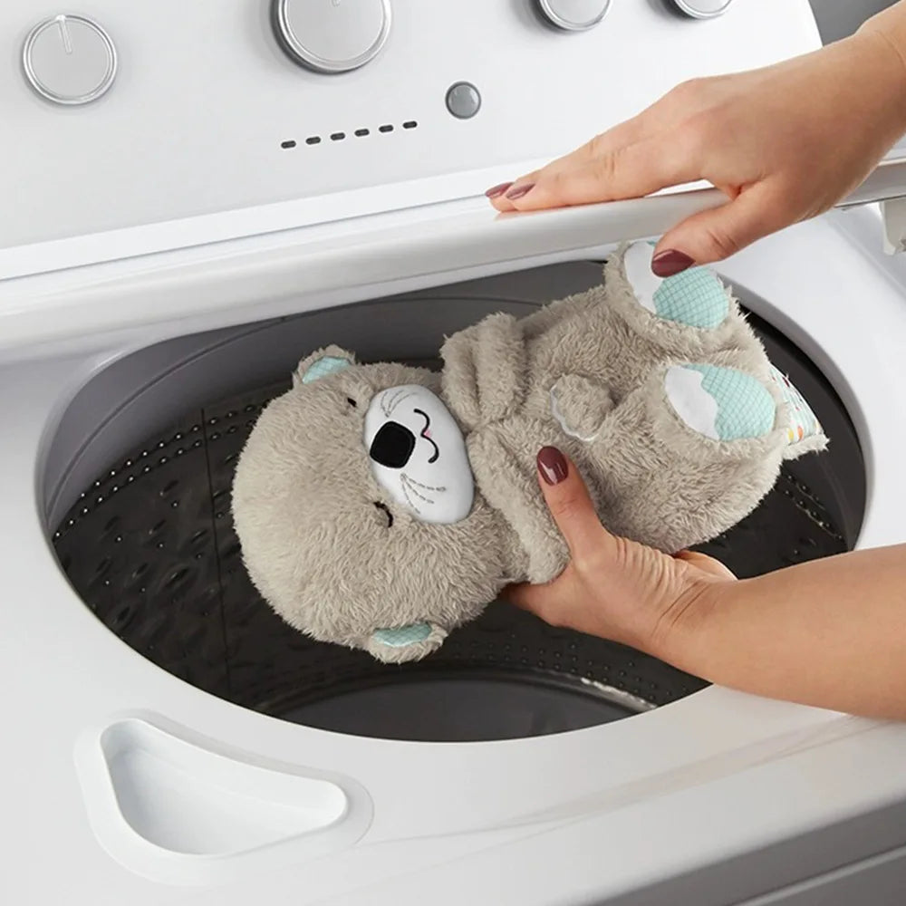 Lusy Store LLC Baby Breathe Bear Soothes Baby Otter Plush Toy Soothing Music Sleep Companion Sound And Light Plush