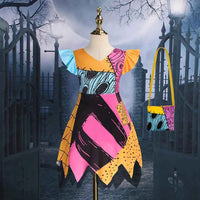 Baby Girls Halloween Costumes Cosplay Dress Nightmare Before Children Christmas Carnival Princess Sally Party Clothes 2-10 Years Sally set A