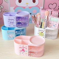 Sanrio Desktop Transparent Drawer Pen Holder Cute Kuromi Cinnamoroll Students Creative Cartoon Pen Holder Stationery Storage Box