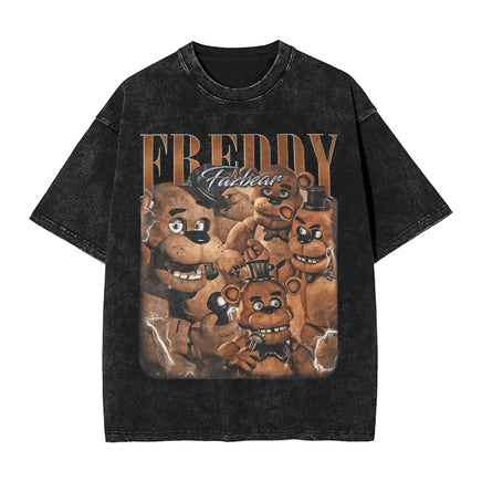 Men Y2K Basic Cotton T-Shirts Summer Bonnie Funny FNAF At Freddys Round Neck Fashion Tee Shirt Custom DIY Oversize Tops 7