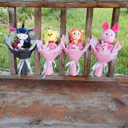Lusy Store LLC Winnie the Pooh Tigger Piglet Eeyore Plush Creative Gifts Girlfriend Valentine Day Bouquet