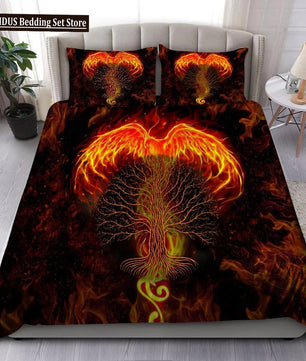 Dragon And Phoenix Duvet Cover Set Full Queen Size, Fantasy World Monster Gothic Bedding Sets Bohemian Mandala Comforter Cover Lusy Store