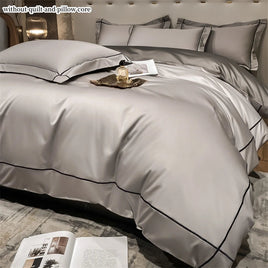 4pcs Embroidery Bedding Set for adults Bedroom egyptian Cotton Duvet Cover Pillowcase Bedspread Simple Bed Sheet Set Bed Linens Lusy Store