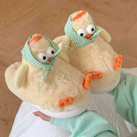 Chicken Slippers Cotton Plush Cute Cartoon For Women Home Shoes Household Slipper Milk Breathing