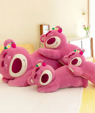 Lusy Store LLC Strawberry Bear Cute Plush Toys Pillow Cartoon Kawaii Anime Bear Stuffed Gifts Plush