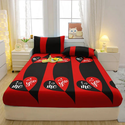 Lusy Store 1 Simple Modern Heart-Shaped Printed Matte Fitted Sheet, Bedroom Printed Bed Cover, Bedding (Excluding Pillowcases) 