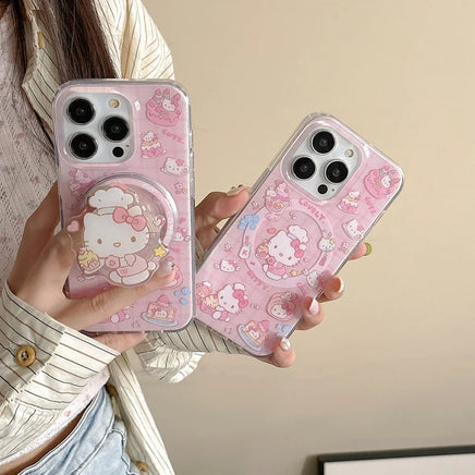 Kawaii Pink Hello Kitty MagSafe Magnetic Phone Case for iPhone 16 15 14 13 12 Pro Max