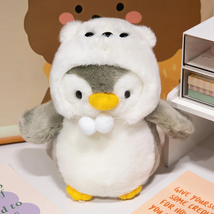 Cute Penguin Stuffed Animal – Soft Plush Toy with Clothes – 10in – Lusy Store Grey 10"