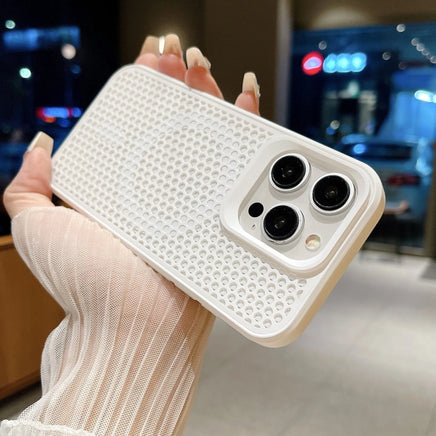 Magnetic For Magsafe Cooling Breathable Shell Case For iPhone 16 15 14 13 12 Pro Max Plus Shockproof Heat Dissipation Cover Case White