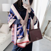 Throw Blanket Luxury Winter Cashmere Scarf Women Design Warm Blanket Horse Scarves Female Shawl Wraps Poncho Feminino Inverno Lusy Store