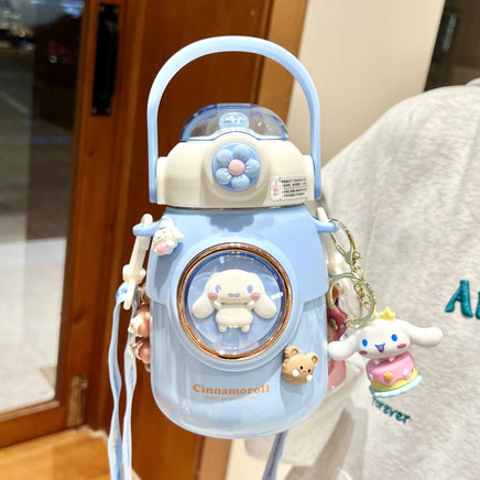 Sanrio Kuromi, Cinnamoroll 700ml Vacuum Thermos Cup - Kids School Straw Kettle AC 4Doll key ring 700ml