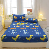 Lusy Store 1 Cartoon Fun Animal Printed Matte Fitted Sheet, Bedroom Printed Bed Cover, Bedding (Excluding Pillowcases) 