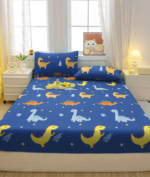 Lusy Store 1 Cartoon Fun Animal Printed Matte Fitted Sheet, Bedroom Printed Bed Cover, Bedding (Excluding Pillowcases) 