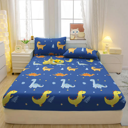 Lusy Store 1 Cartoon Fun Animal Printed Matte Fitted Sheet, Bedroom Printed Bed Cover, Bedding (Excluding Pillowcases) 