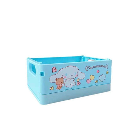 Sanrio Kawaii Hello Kitty My Melody Kuromi Cinnamoroll Desktop Storage Box Foldable Stackable Cosmetic Organizer Desktop Storage