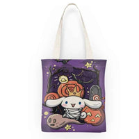 Kawaii Sanrio Halloween Hello Kittys Shoulder Bags Cartoon Anime Kuromi Girl Canvas Shoulder Bag Shopping BagNo zipper E