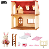 Simulation Kitchen Forest Family Small House Double Three- Story Villa Reindeer Animal Model Furniture Toy Gifts 1