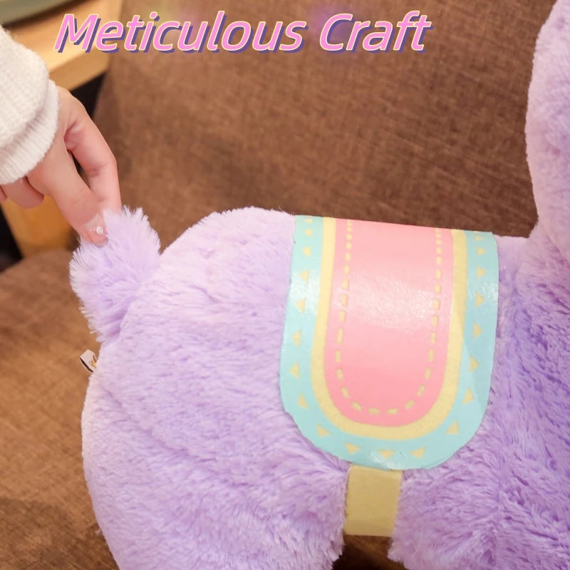 Lusy Store LLC Creative Saddle Alpaca Plush Toy Cute Cartoon Animal Doll Soft Stuffed Home Decoration Kids Birthday Christmas Gift Plush