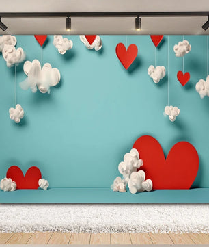 Valentine's Day Backdrop Red Love Heart Balloon Romantic Bridal Shower Photography Background