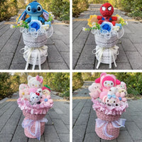 Lusy Store LLC My Melody Hello Kitty Stitch Plush Doll Creative Flower Bouquet Valentine Christmas Graduation Birthday Gift Plush