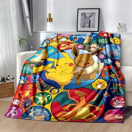 Pokemon Hot Cartoon Pikachu Figures Anime Flannel Blanket Home Sofa Lunch Break Blankets Children Student Blankets Nap Cover Kid style B