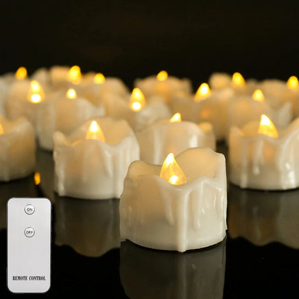 12/24pc Flameless LED Candle with/without Remote control Lighting Flickering Flame Tea Light for Halloween Christmas Home Decor 12 Pcs