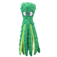 Interactive Pet Plush Toy, Cartoon Octopus with Fish Skin & Squeaky Sound, Chew Toy for Dogs & Cats Green